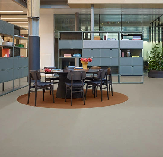 Marmoleum Concrete Beton 3706 commercial linoleum room scene