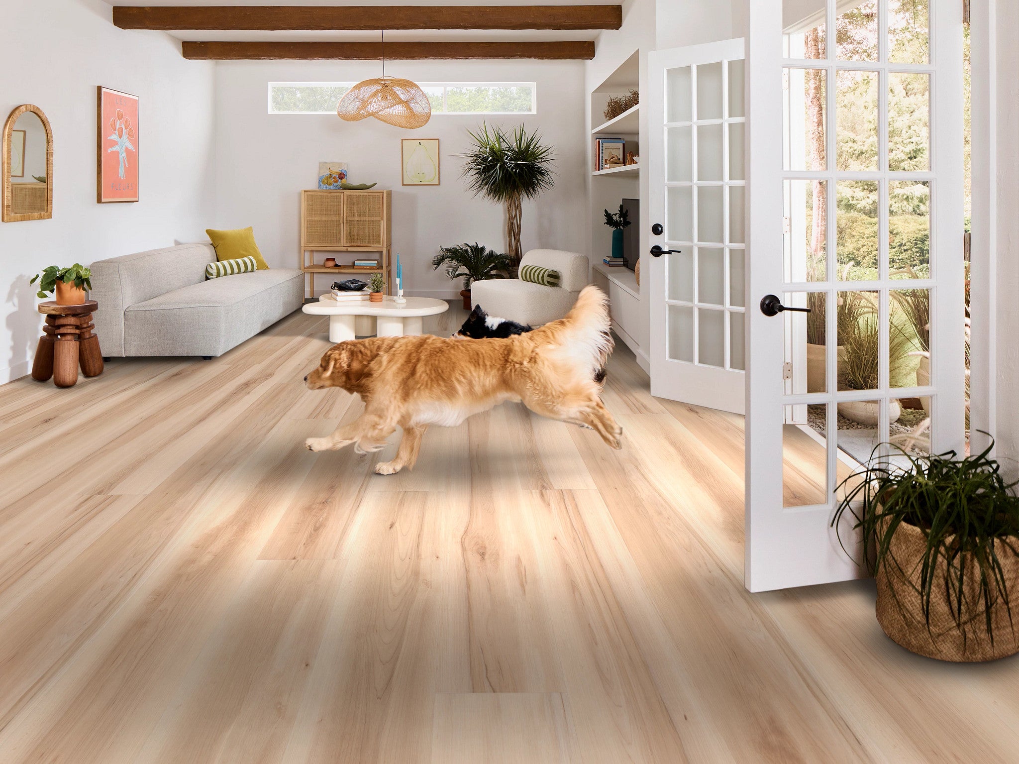 Shaw Floorte Pro Briard Almond Maple vinyl plank room scene