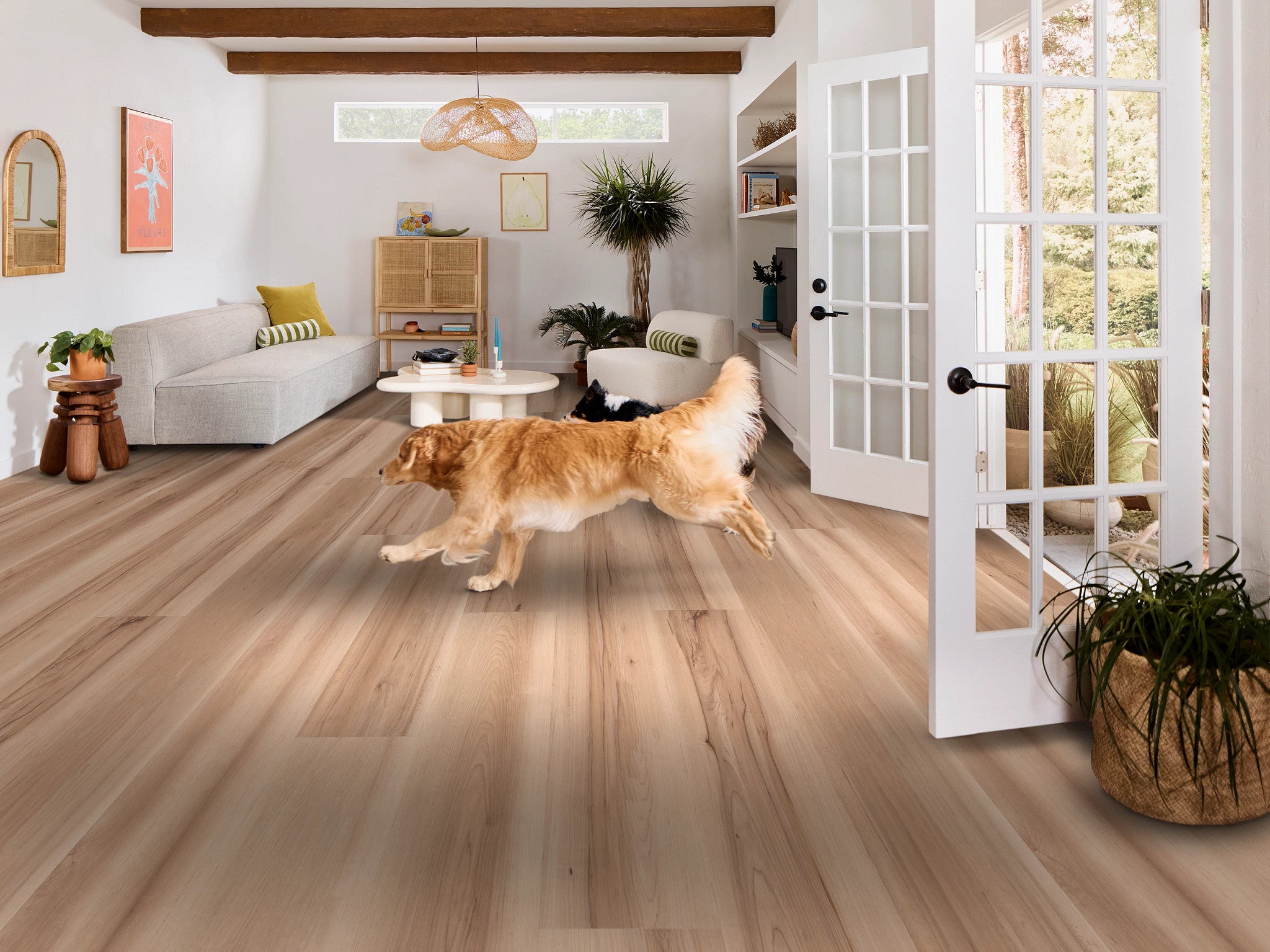 Shaw Floorte Pro Briard Ecru Maple vinyl plank room scene