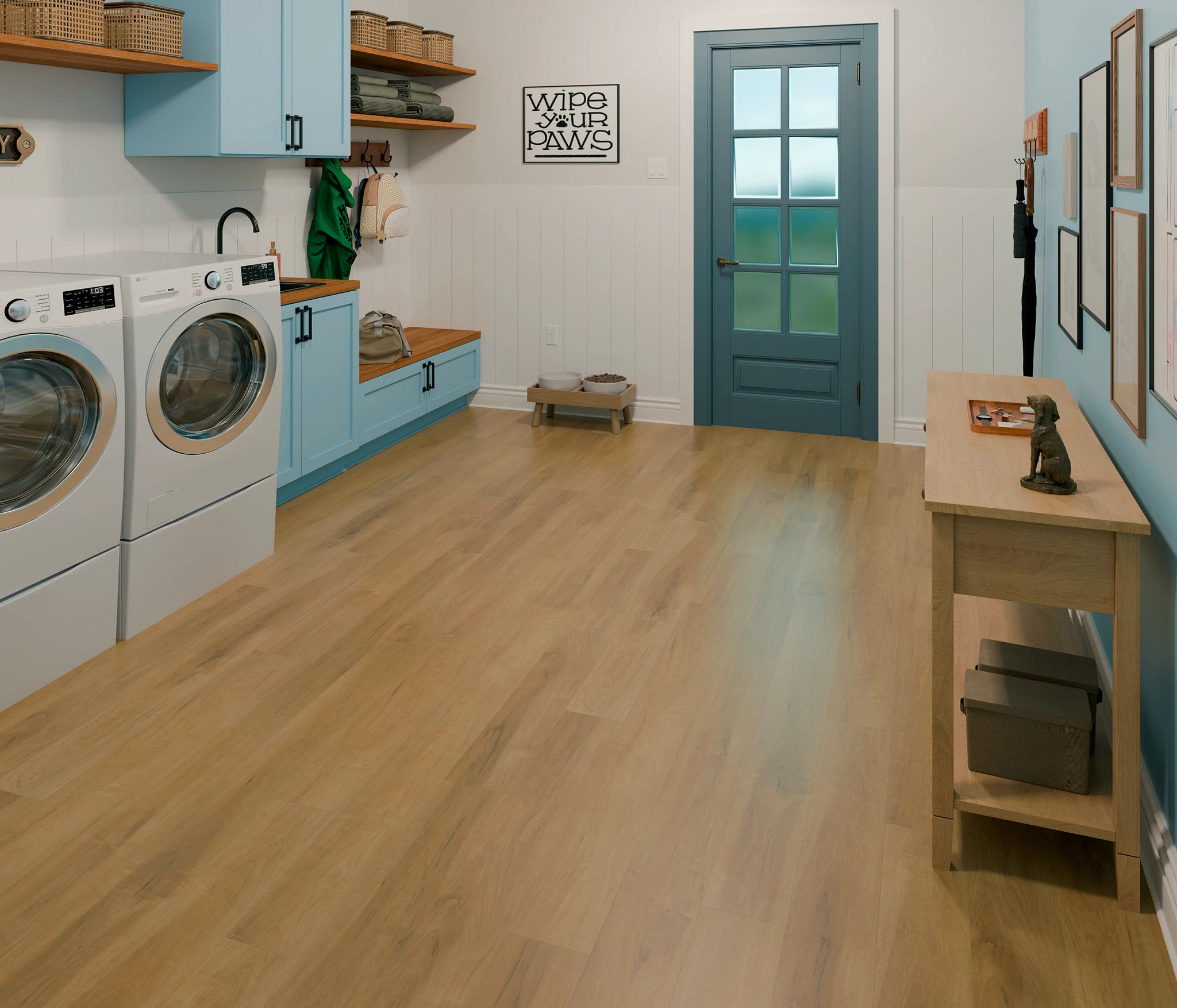 Shaw Floorte Pro Maltese Dusted Maple luxury vinyl plank in a room setting