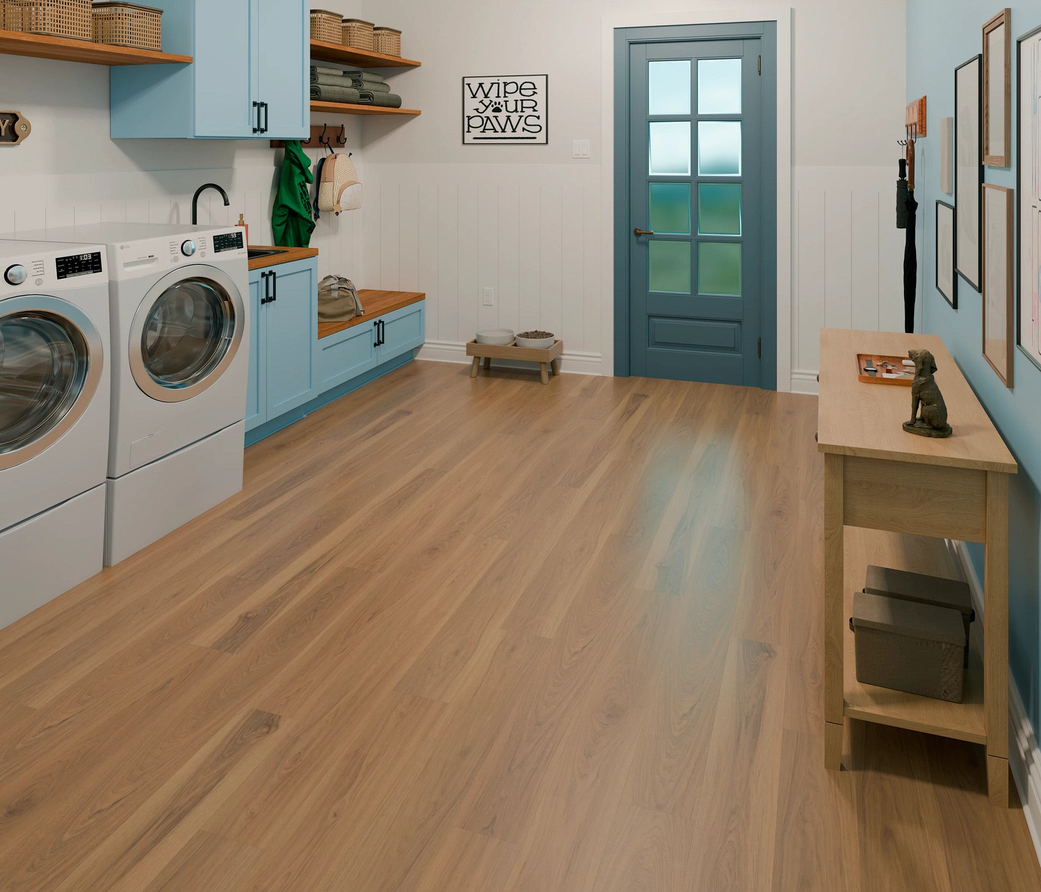 Shaw Floorte Pro Maltese Silica Hickory luxury vinyl plank in a room setting