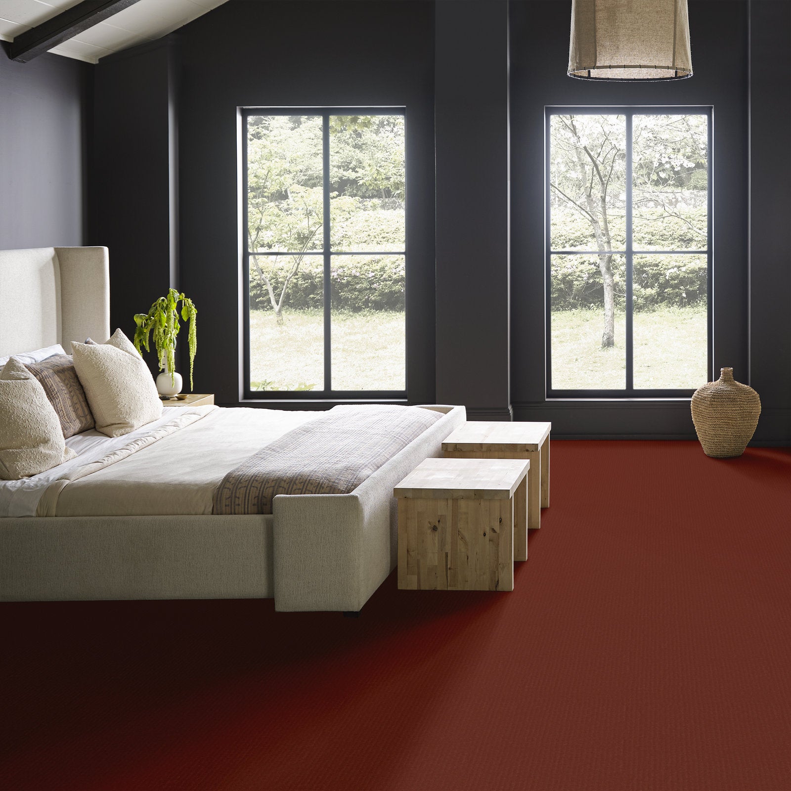 00810 Rosso Anderson Tuftex Broadloom Wool Carpet – Velluto 13 ft wide Room Scene - GreenFlooringSupply.com