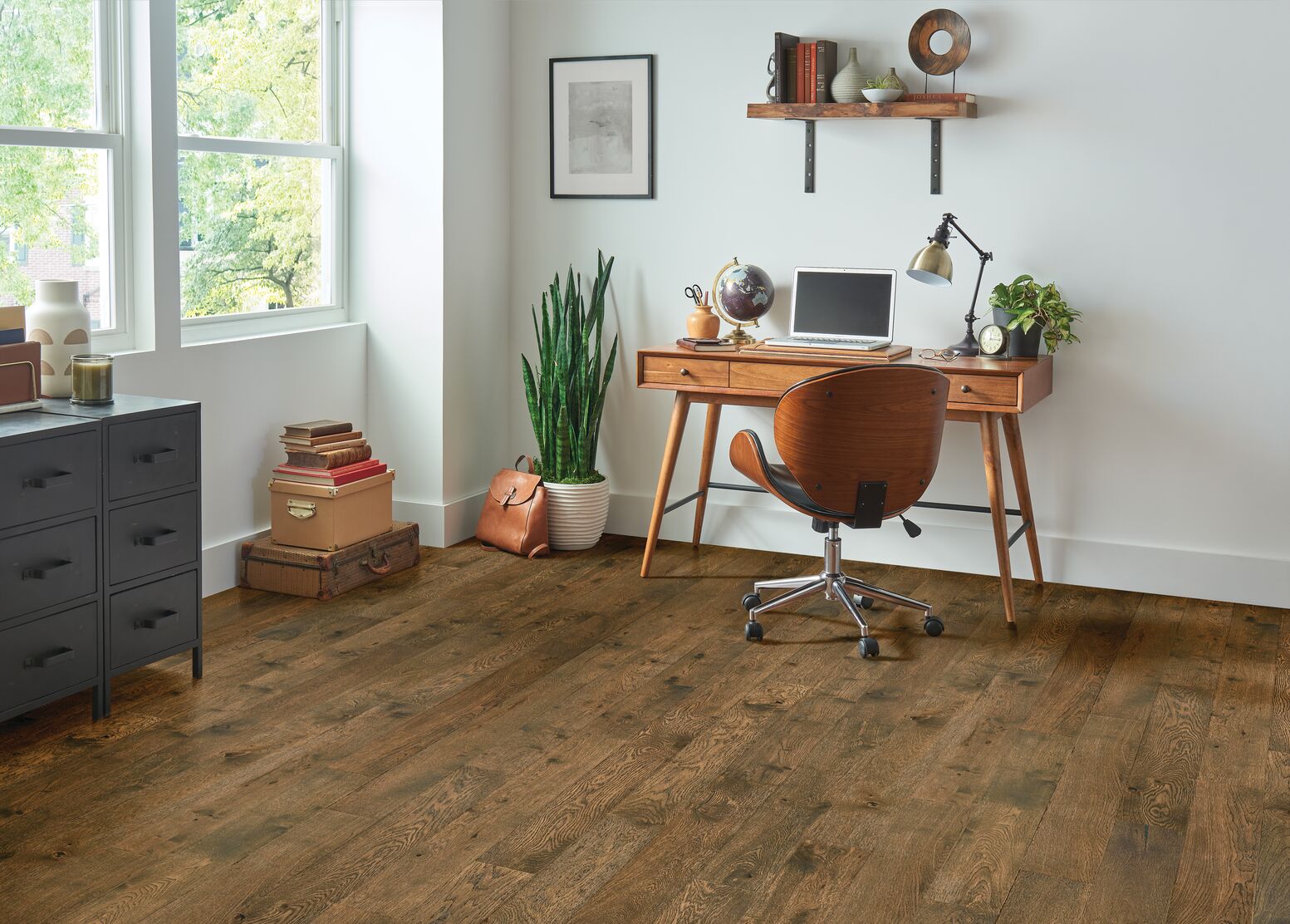 Tesoro Woods Copper Mountain White Oak Saddle engineered hardwood flooring - room scene