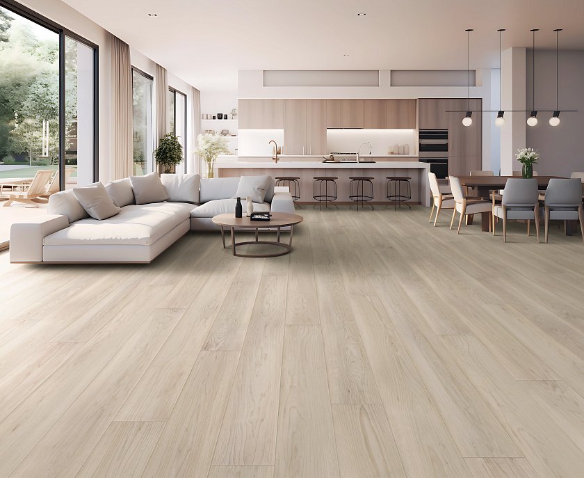 COREtec CR506 long plank vinyl flooring in open concept home