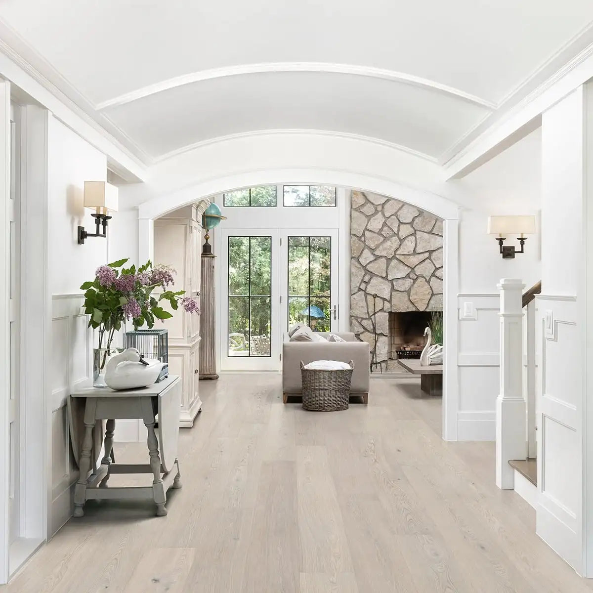 Bjelin Oak Nature XL Powder White Oak flooring installed in a living room
