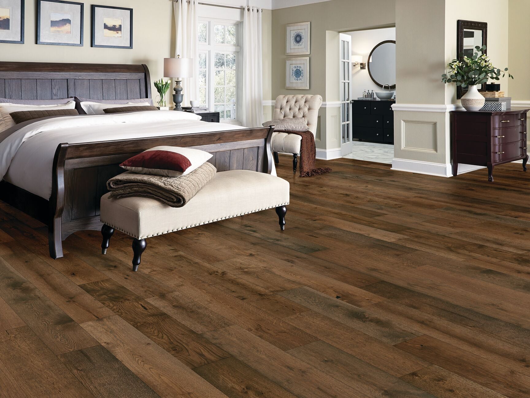 Tesoro Woods Stone House Antique Bronze engineered hardwood flooring - room scene