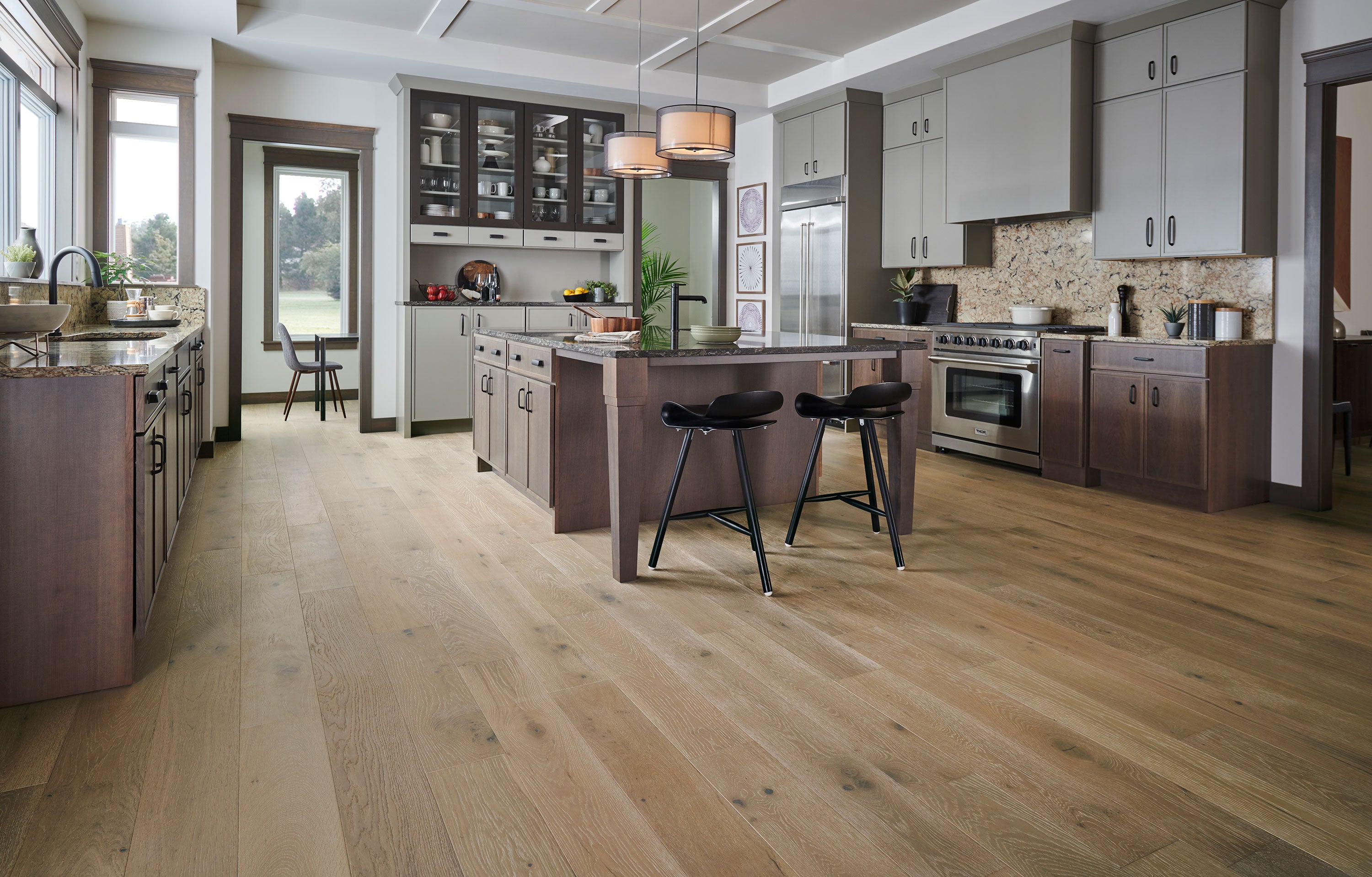 Tesoro Woods Stone House Oyster Shell engineered hardwood flooring - room scene