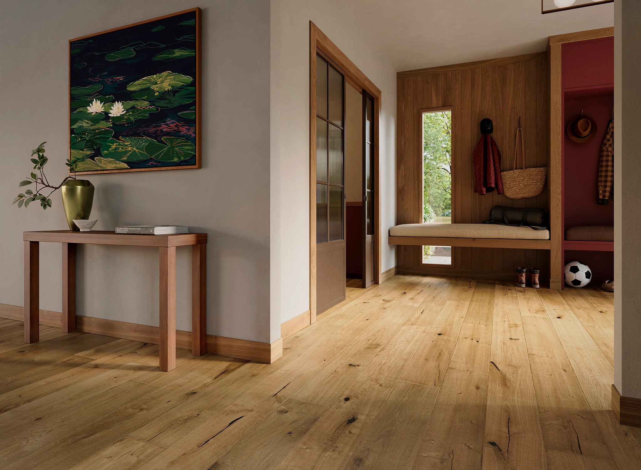 Anderson Tuftex Artisan Oak Linseed engineered hardwood installed in a room setting