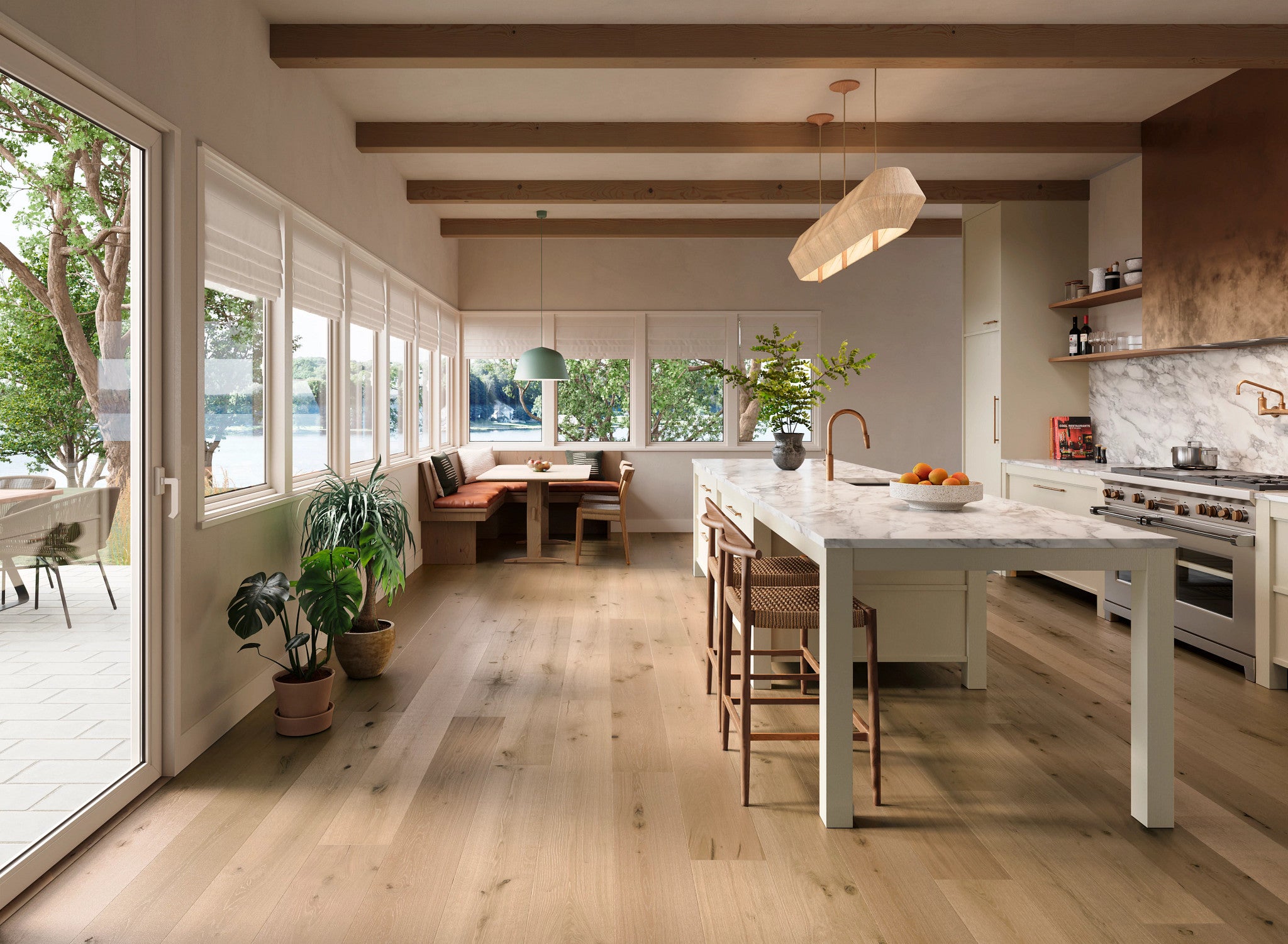 Anderson Tuftex Heritage Oak Vellum engineered white oak hardwood installed in a room setting