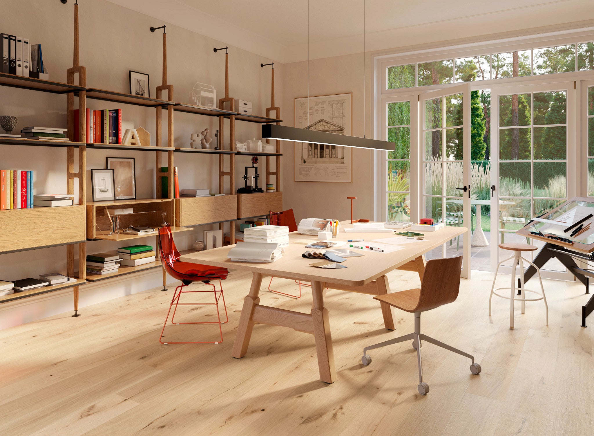 Anderson Tuftex Heritage Oak Palamino engineered white oak hardwood installed in a room setting