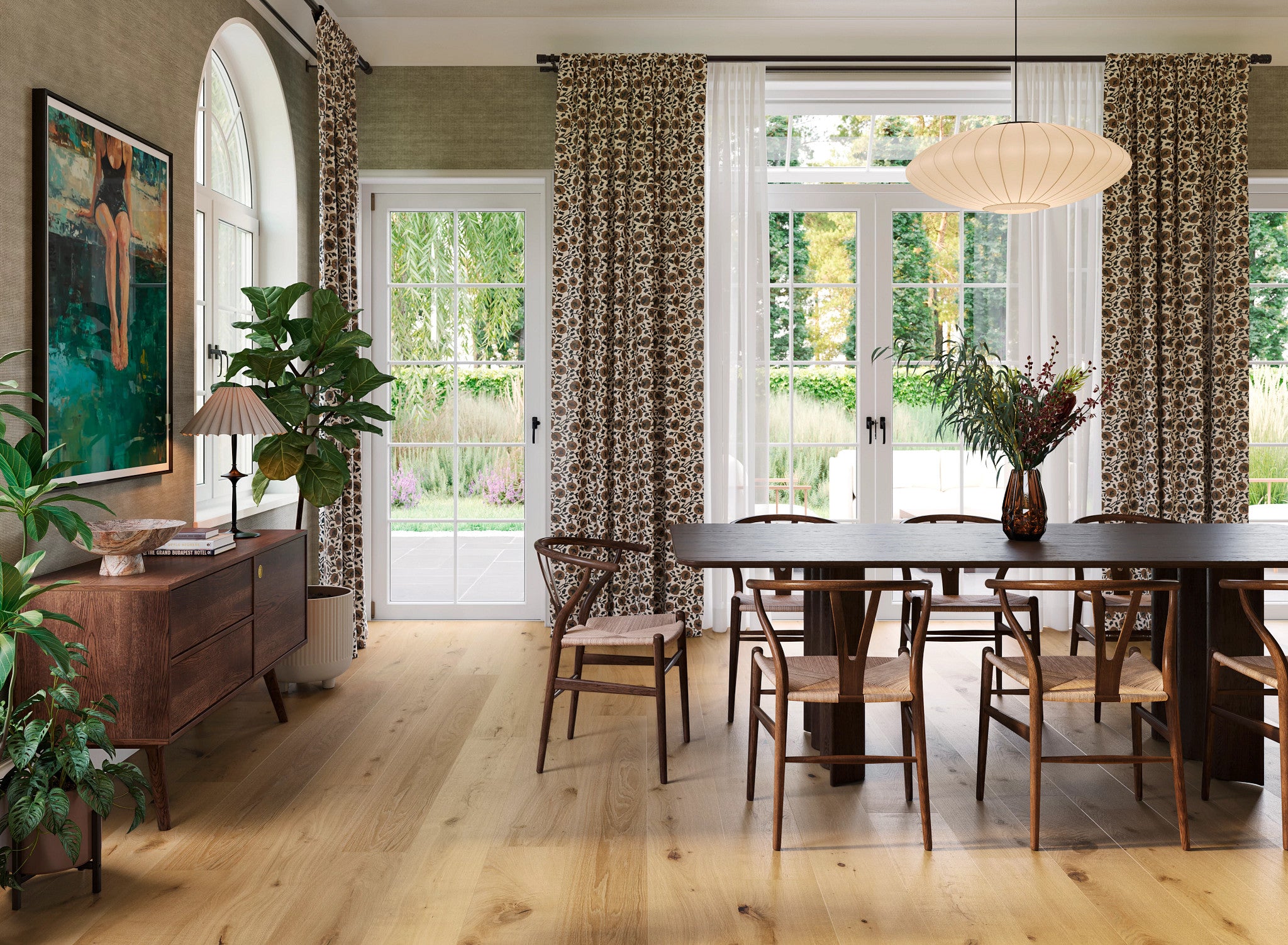 Anderson Tuftex Heritage Oak Citrine engineered white oak hardwood installed in a room setting