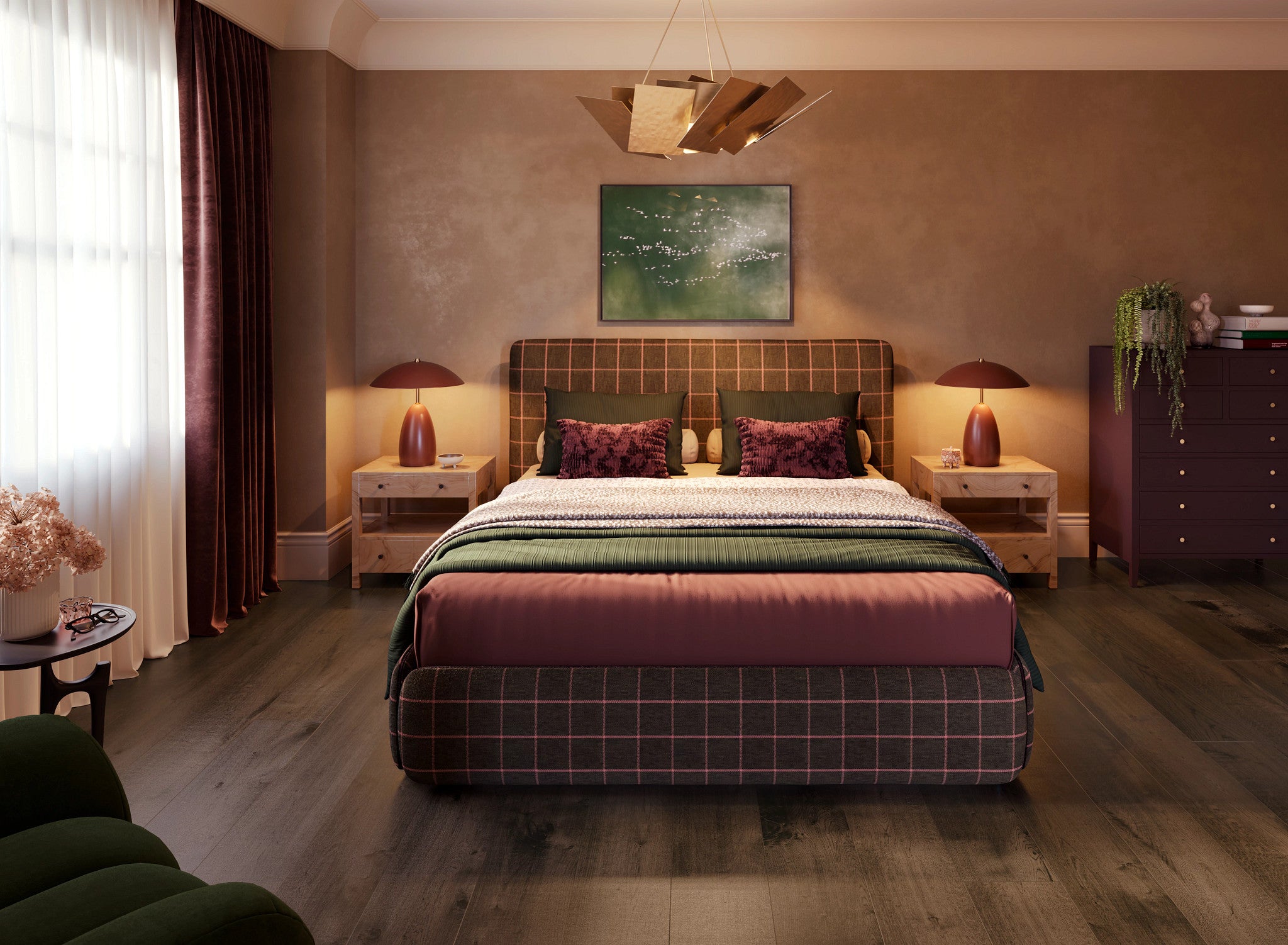 Anderson Tuftex Heritage Oak Nocturne engineered white oak hardwood installed in a room setting