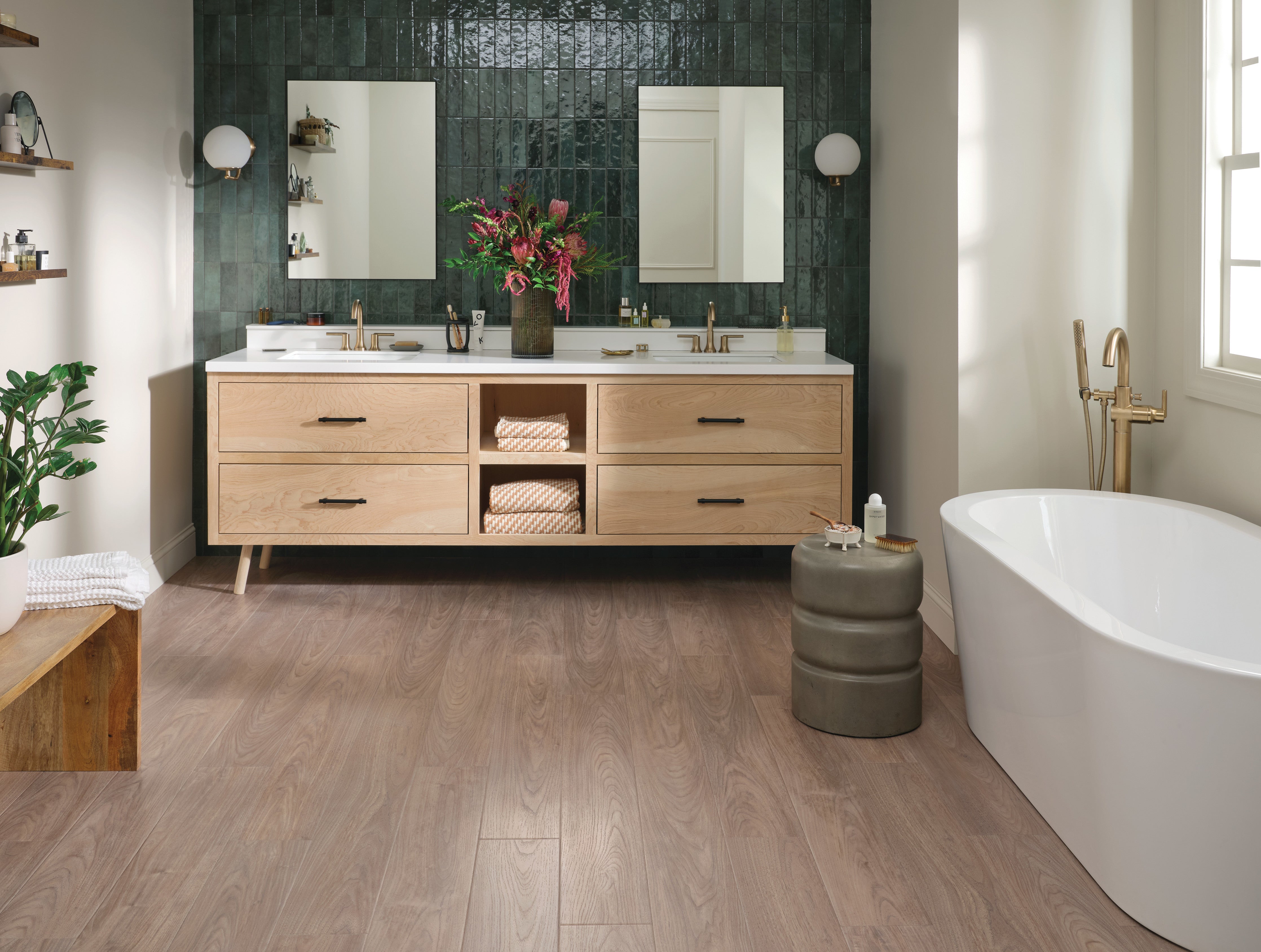 Coretec Plus Premium Integrated Bevel with Softstep – Feather Walnut 7" - GreenFlooringSupply.com