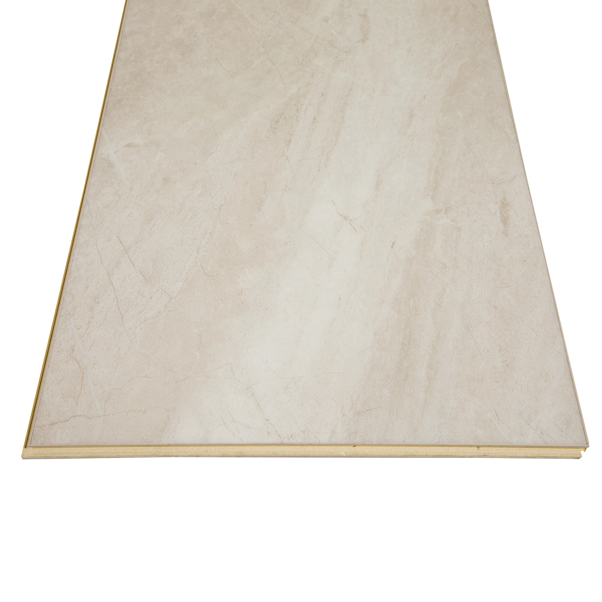 COREtec CRT01 Natural Opula Citrine Travertine single tile showing the integrated grout edge