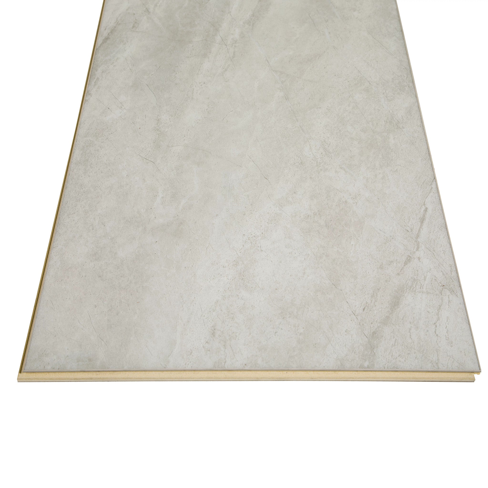 COREtec CRT01 Natural Opula Opal Travertine single tile showing the integrated grout edge